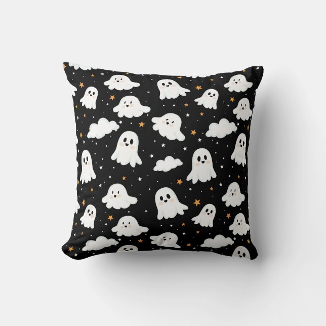 Spooky Niedlich Halloween Ghost Cloudy Star Sky Kissen (Vorderseite)