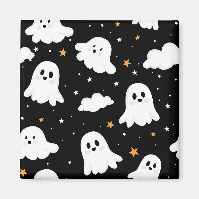 Spooky Niedlich Halloween Ghost Cloudy Star Sky Magnet (Vorne)