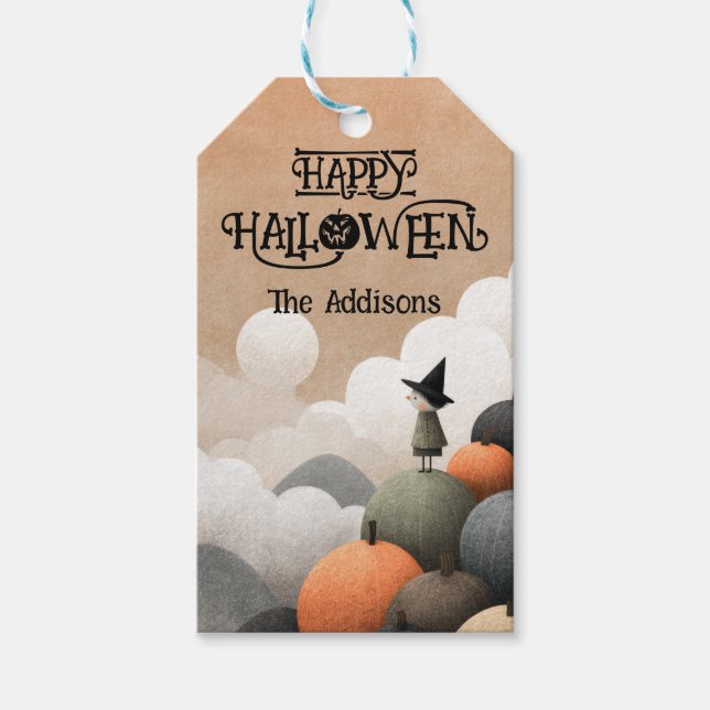 Spooky Niedlich HexenfarbenHalloween Geschenkanhänger (Vorderseite)