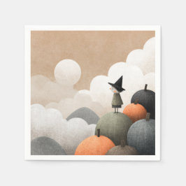 Spooky Niedlich Hexenfarbenkunst Halloween Serviette