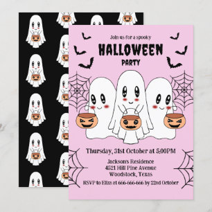 Spooky Niedlich Kawaii Cartoon Ghost Halloween-Par Einladung