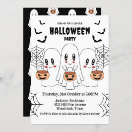 Spooky Niedlich Kawaii Cartoon Ghost Halloween-Par Einladung