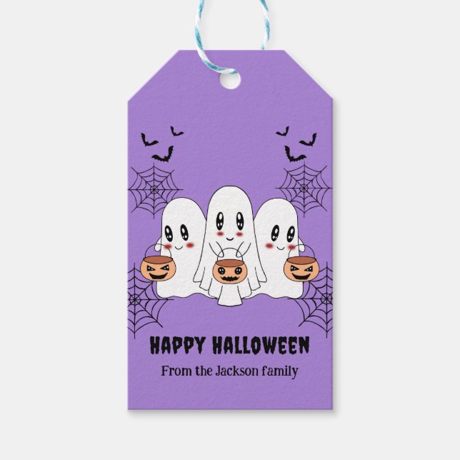 Spooky Niedlich Kawaii Cartoon Ghost Halloween-Par Geschenkanhänger (Vorderseite)