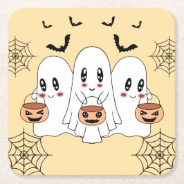 Spooky Niedlich Kawaii Cartoon Ghost Halloween-Par Rechteckiger Pappuntersetzer