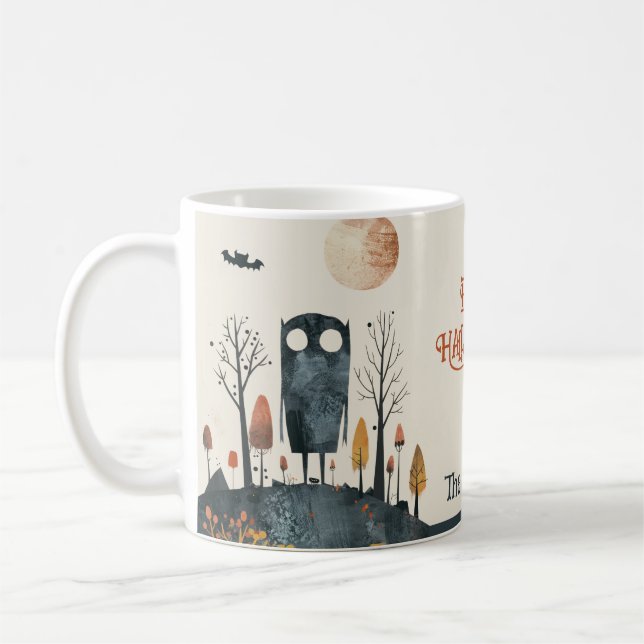 Spooky Niedlich Monster Fall Landschaft glücklich  Kaffeetasse (Links)