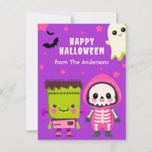 Spooky Niedlich Monster Mash Happy Halloween Lila Postkarte