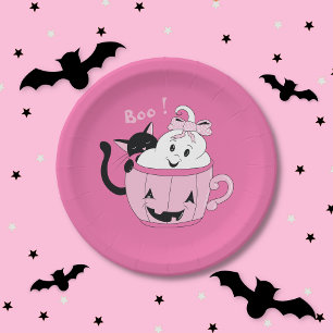 Spooky Niedlich rosa Halloween Papierplatte - Geis Pappteller