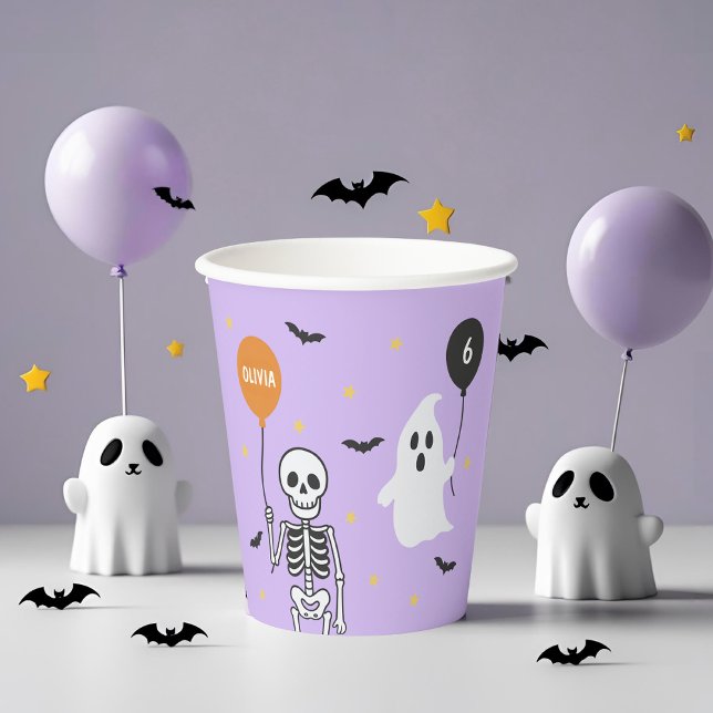 Spooky Niedlich Skeleton & Ghost Halloween Geburts Pappbecher (Von Creator hochgeladen)