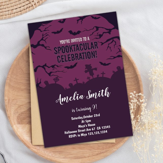 Spooky Niedliche Halloween Geburtstagsparty Einlad Einladung (Halloween Birthday Birthday Invitations)
