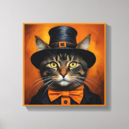 Spooky niedliche Halloween-Katze in Verkleidung Leinwanddruck