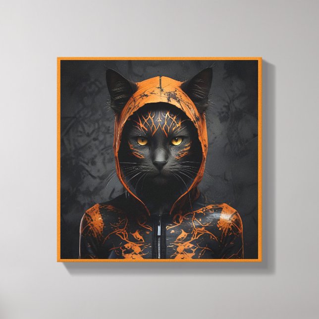 Spooky niedliche Halloween-Katze in Verkleidung Leinwanddruck (Vorderseite)