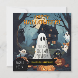 Spooky-Niedlichen Oktober Ghost Pumpkin Party Einladung