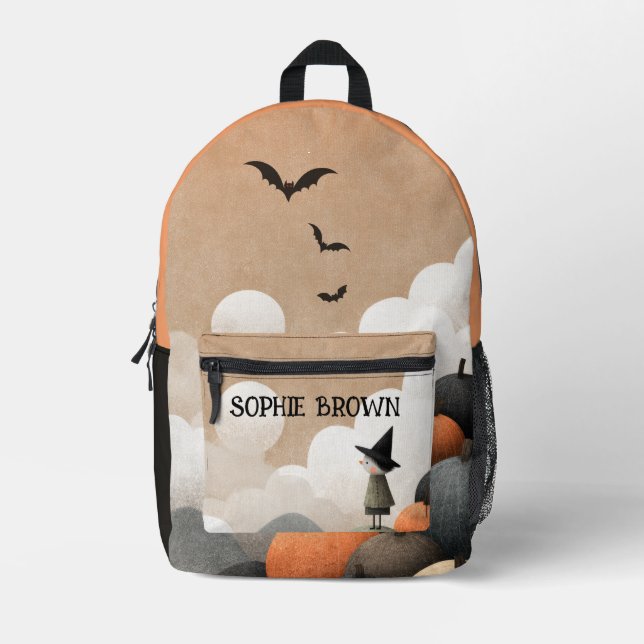 Spooky Niedliches WasserfarbenHalloween, Hexe mit  Bedruckter Rucksack (Vorderseite)
