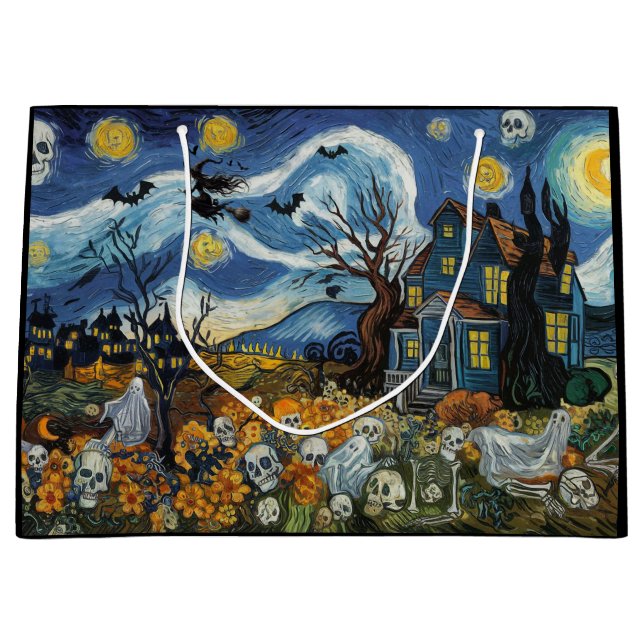 Spooky Night Halloween Ghoful Skull Spuk House Große Geschenktüte (Vorderseite)