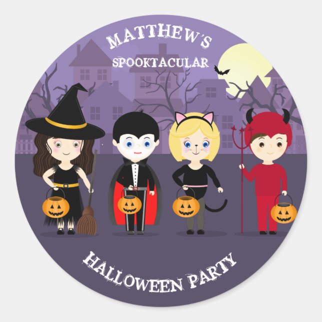 Spooky Night Halloween-Party Runder Aufkleber (Vorderseite)