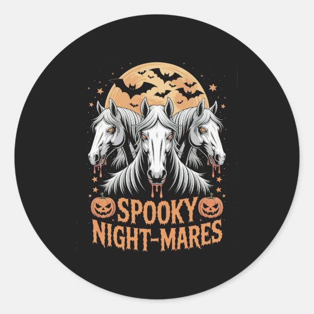 Spooky Night Mares Halloween Pferd Runder Aufkleber (Vorderseite)