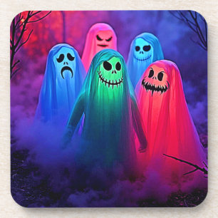 Spooky Night of Colorful Ghosts Design Getränkeuntersetzer