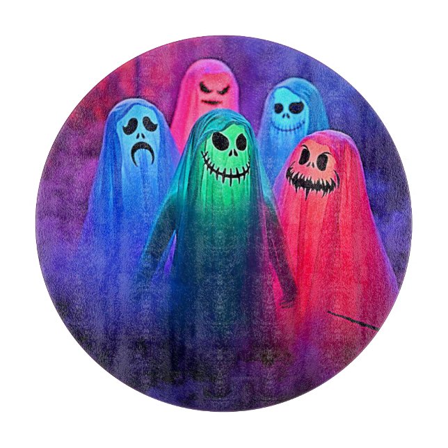 Spooky Night of Colorful Ghosts Design Schneidebrett (Vorderseite)