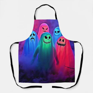 Spooky Night of Colorful Ghosts Design Schürze