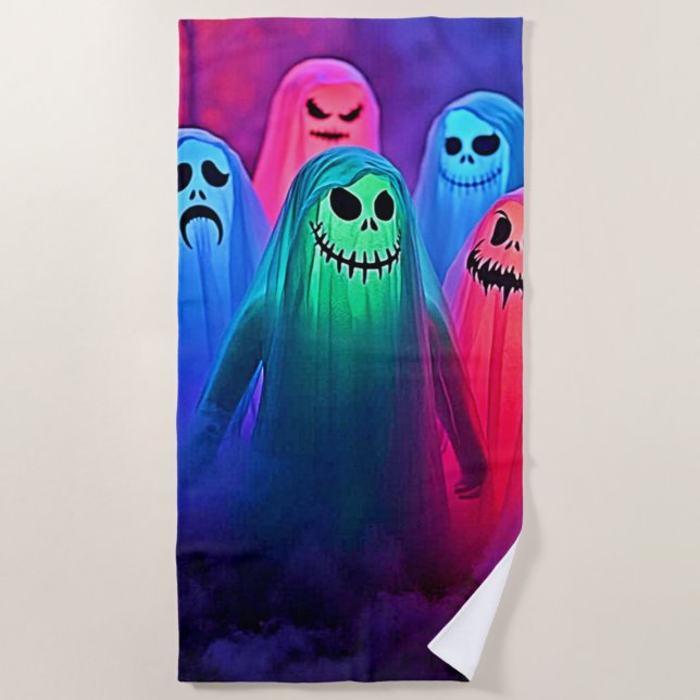 Spooky Night of Colorful Ghosts Design Strandtuch (Vorderseite)
