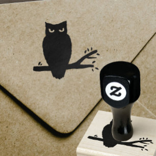 Spooky Night Owl Silhouette Gummistempel