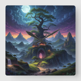 Spooky Night Quadratische Wanduhr