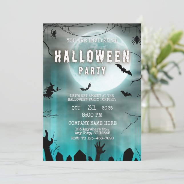 Spooky Night Theme Small Business Halloween Office Einladung (Stehend Vorderseite)