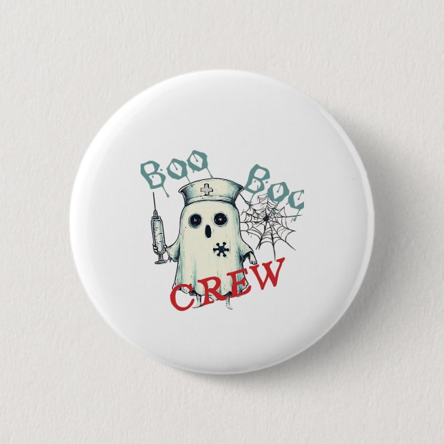 Spooky Nurse Ghost Haunted Hospital Crew Ghostly N Button (Vorderseite)