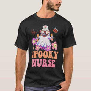Spooky Nurse Ghost Retro Groovy Blume Krankenschwe T-Shirt