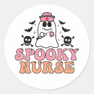 Spooky Nurse Halloween Kostüm - Eerie Elegante Runder Aufkleber