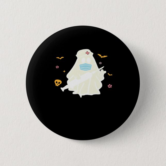 Spooky Nurse Practitioner Niedlich Halloween Overs Button (Vorderseite)
