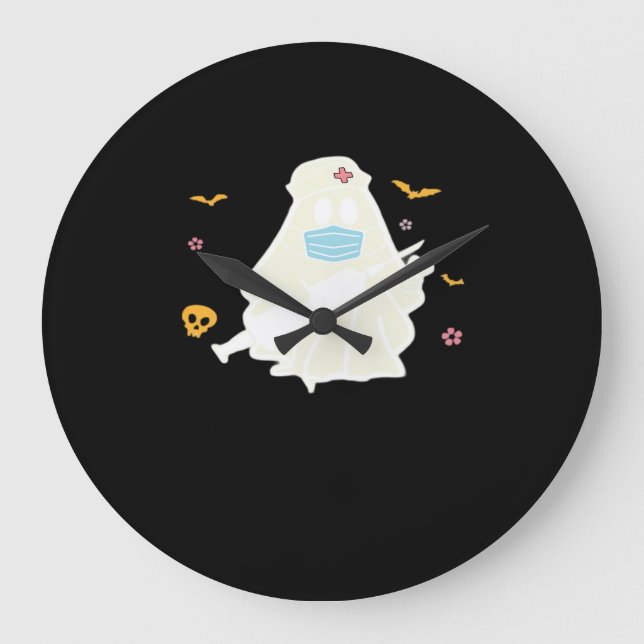 Spooky Nurse Practitioner Niedlich Halloween Overs Große Wanduhr (Vorderseite)
