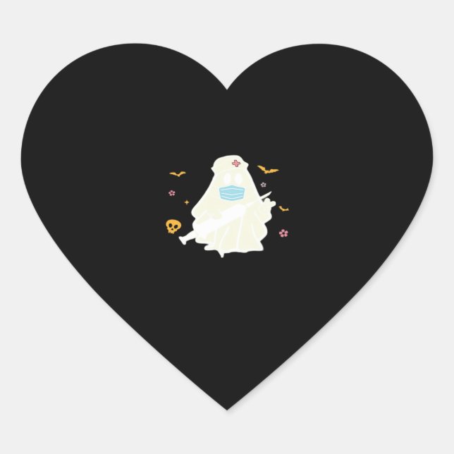 Spooky Nurse Practitioner Niedlich Halloween Overs Herz-Aufkleber (Vorderseite)