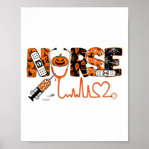 Spooky Nurse Pumpkin Halloween Kostüm Rn Cna Mens Poster