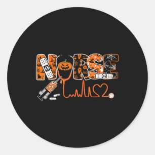 Spooky Nurse Pumpkin Halloween Kostüm Rn Cna Mens Runder Aufkleber