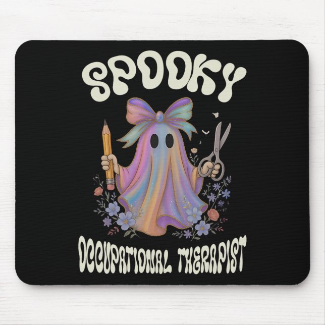 Spooky Occupational Therapist Ghost Floral Hallowe Mousepad (Vorne)