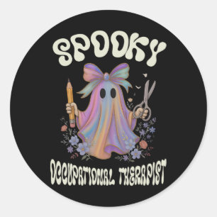 Spooky Occupational Therapist Ghost Floral Hallowe Runder Aufkleber