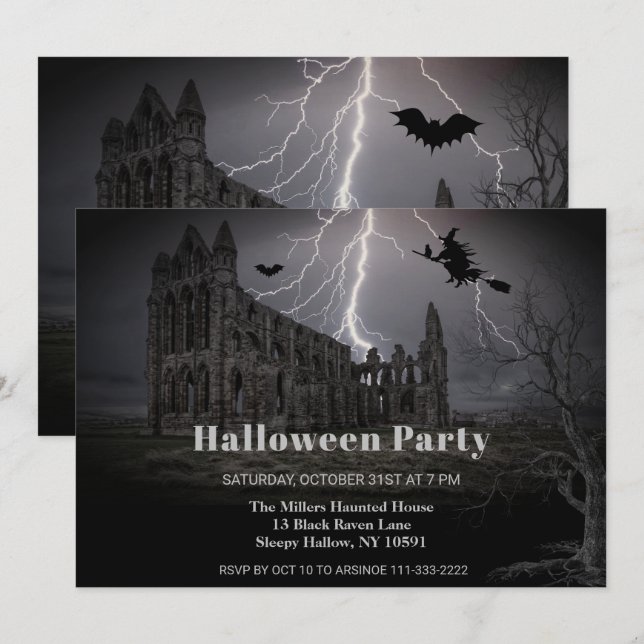 Spooky Old Ruins Halloween-Party Einladung (Vorne/Hinten)