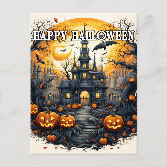 Spooky Old Spuk House Halloween Postkarte (Vorderseite)