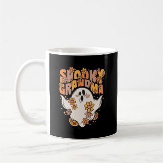 Spooky Oma Groovy Ghost mit Vintagen Blume Kaffeetasse