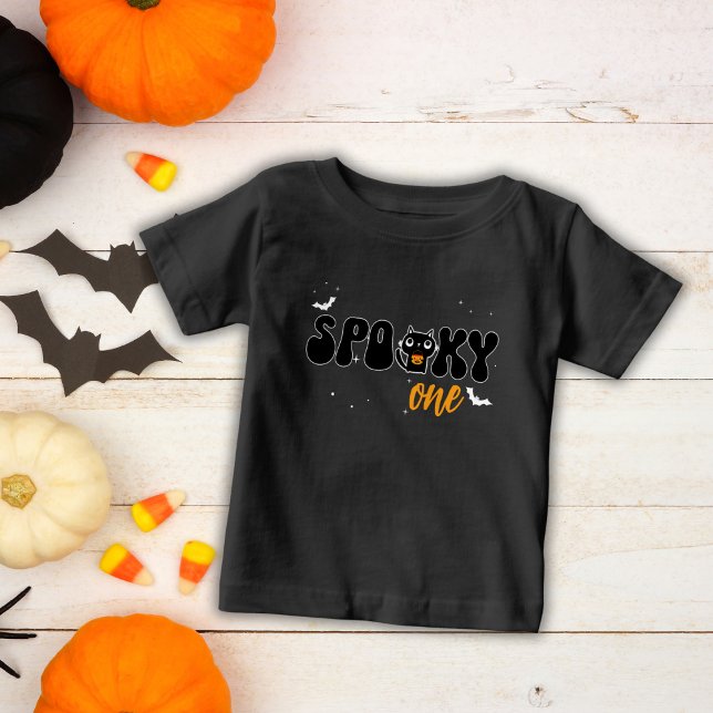 Spooky One 1. Geburtstag Cat Trick oder Treating Baby T-shirt (Von Creator hochgeladen)