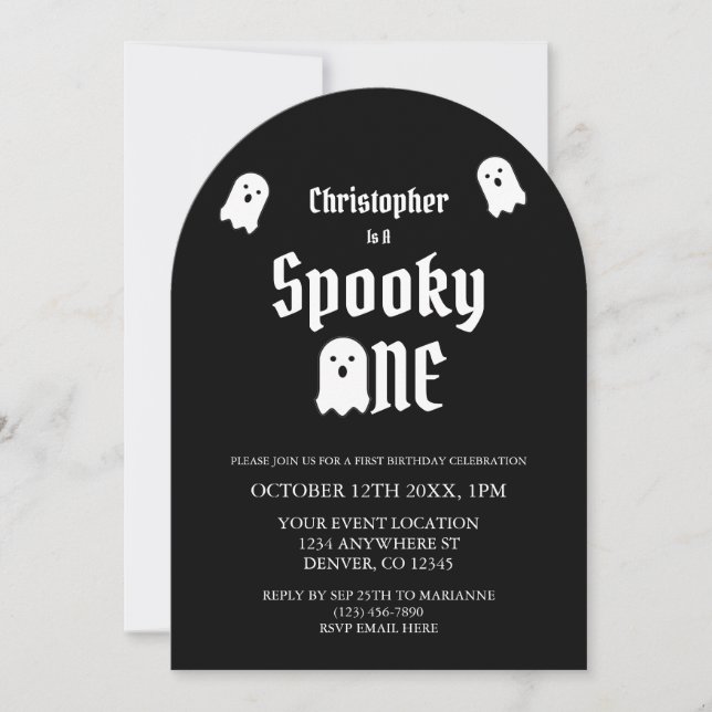 Spooky One 1. Geburtstag Einladung (Vorderseite)