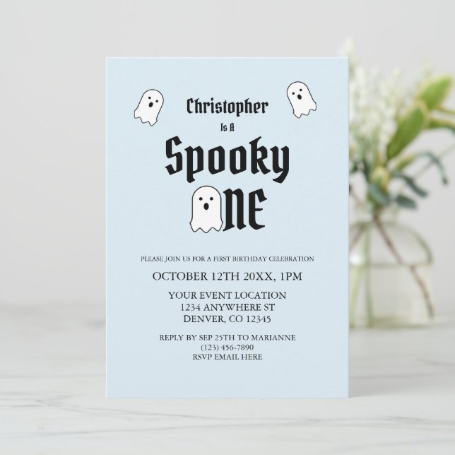 Spooky One 1. Geburtstag Einladung (Stehend Vorderseite)