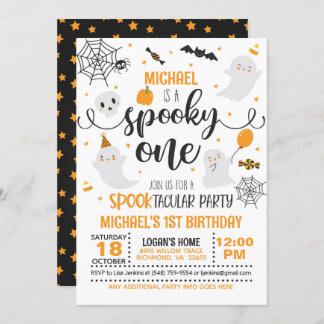 Spooky One Birthday Einladung - Blk & Orange