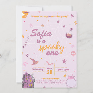 Spooky One Birthday Einladung Girl Pink Moderne