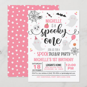 Spooky One Birthday Einladung - Mädchen (Wh/Pink)