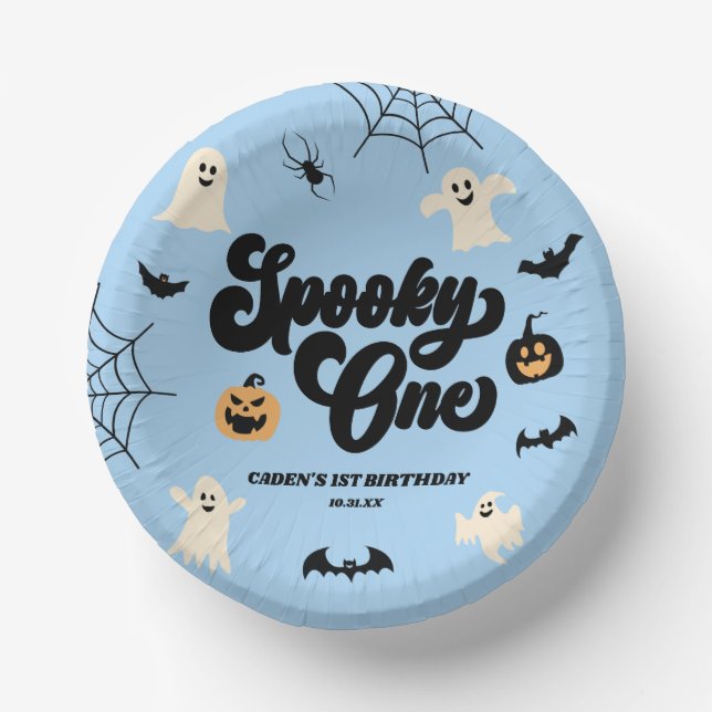 Spooky One Blue Halloween 1. Geburtstag Party Pappteller (Vorderseite)