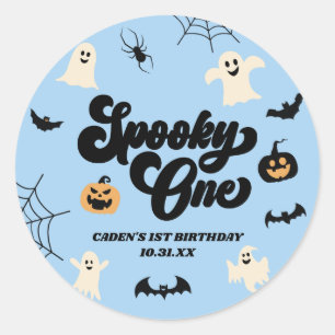 Spooky One Blue Halloween 1. Geburtstag Party Runder Aufkleber
