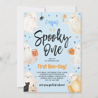 Spooky One Blue Halloween Junge erste Geburtstagsp Einladung