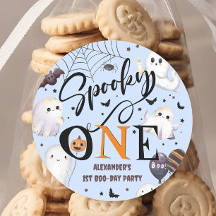 Spooky One Boy Halloween 1. Geburtstag Party Ghost Runder Aufkleber
